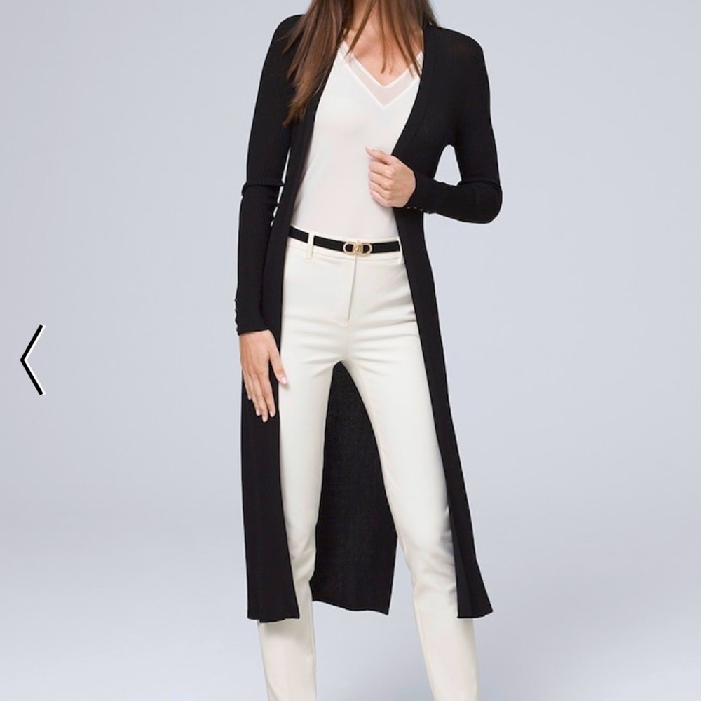 White House Black Market long line sweater with silver cuff buttons